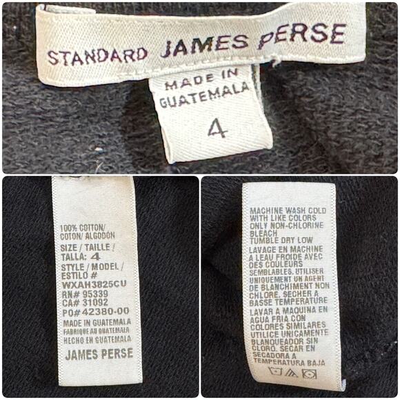 JAMES PERSE Vintage French Terry Relaxed Black Sweatshirt Size 4 SO SOFT - Picture 10 of 10